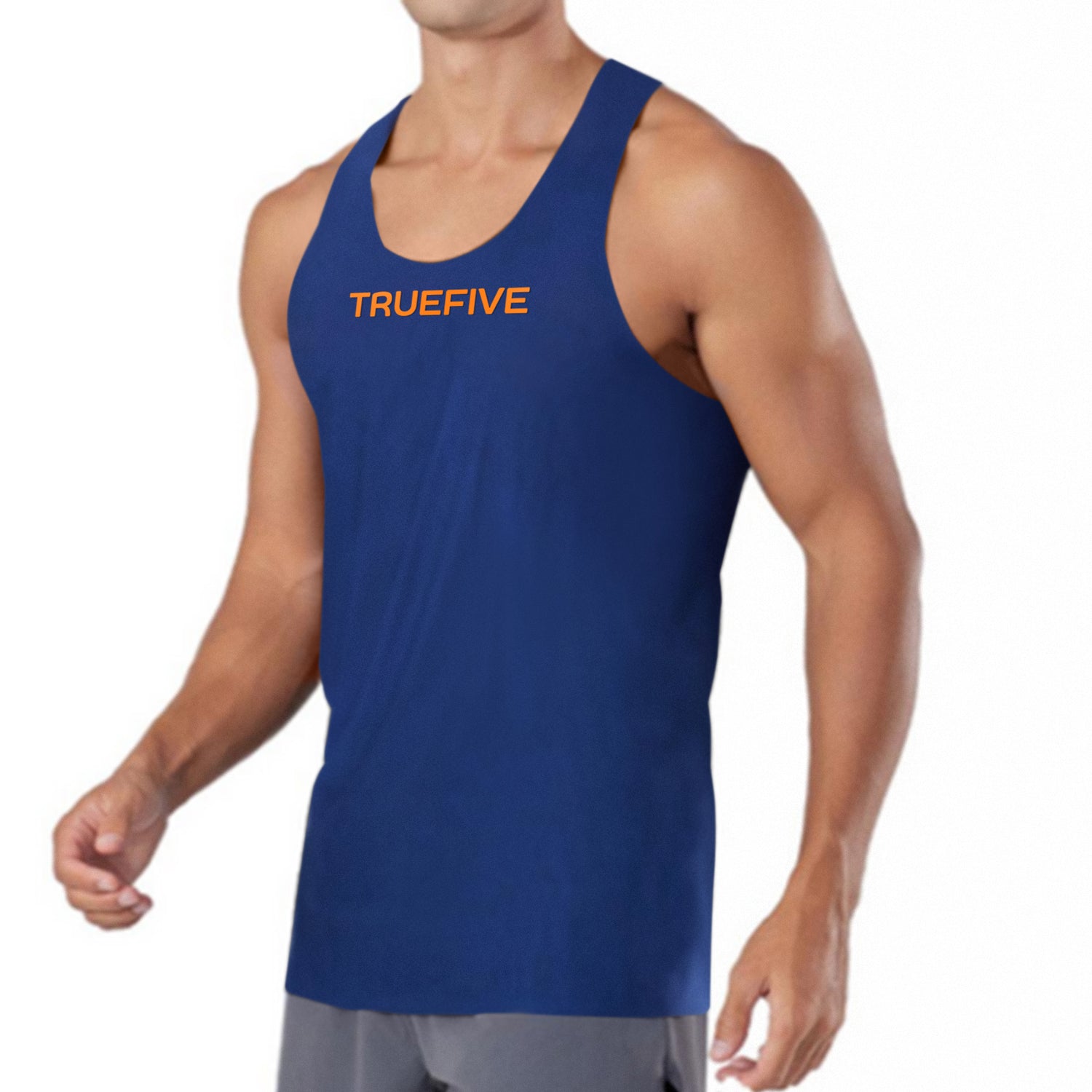 Moisture-Wicking Navy Blue Sleeveless Workout Shirt