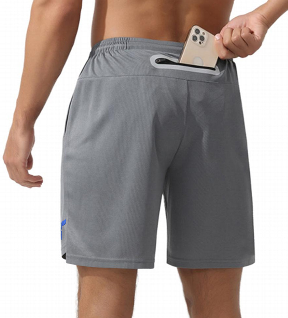 Low-cut Grey Workout Shorts with Underlying Spandex