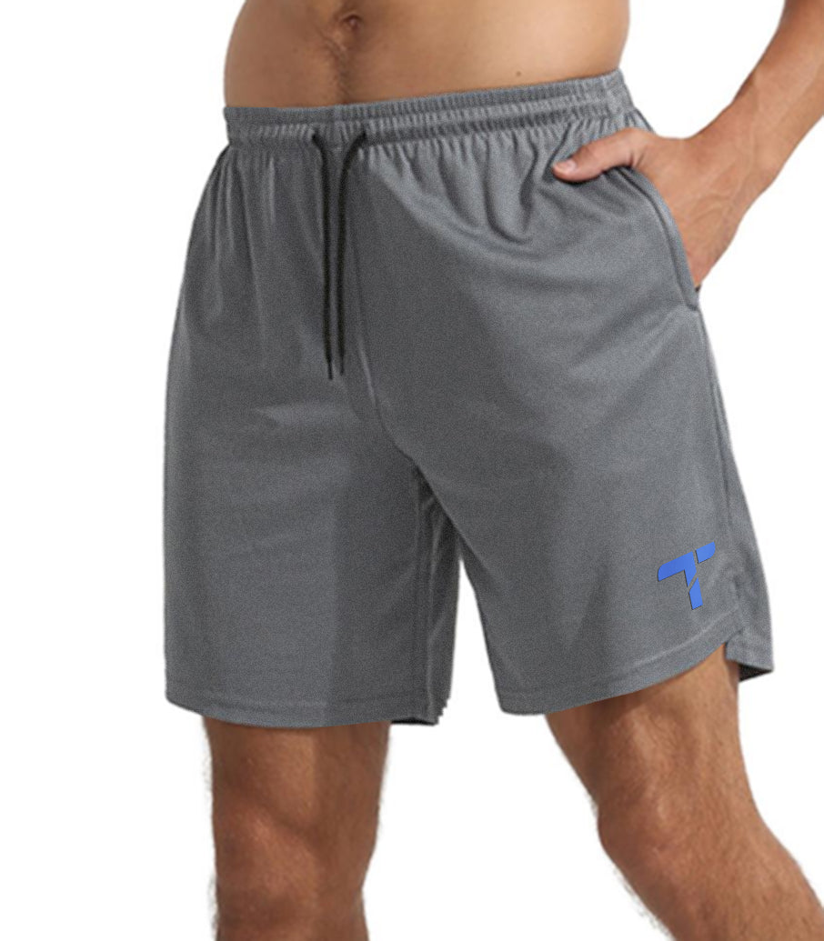 Low-cut Grey Workout Shorts with Underlying Spandex