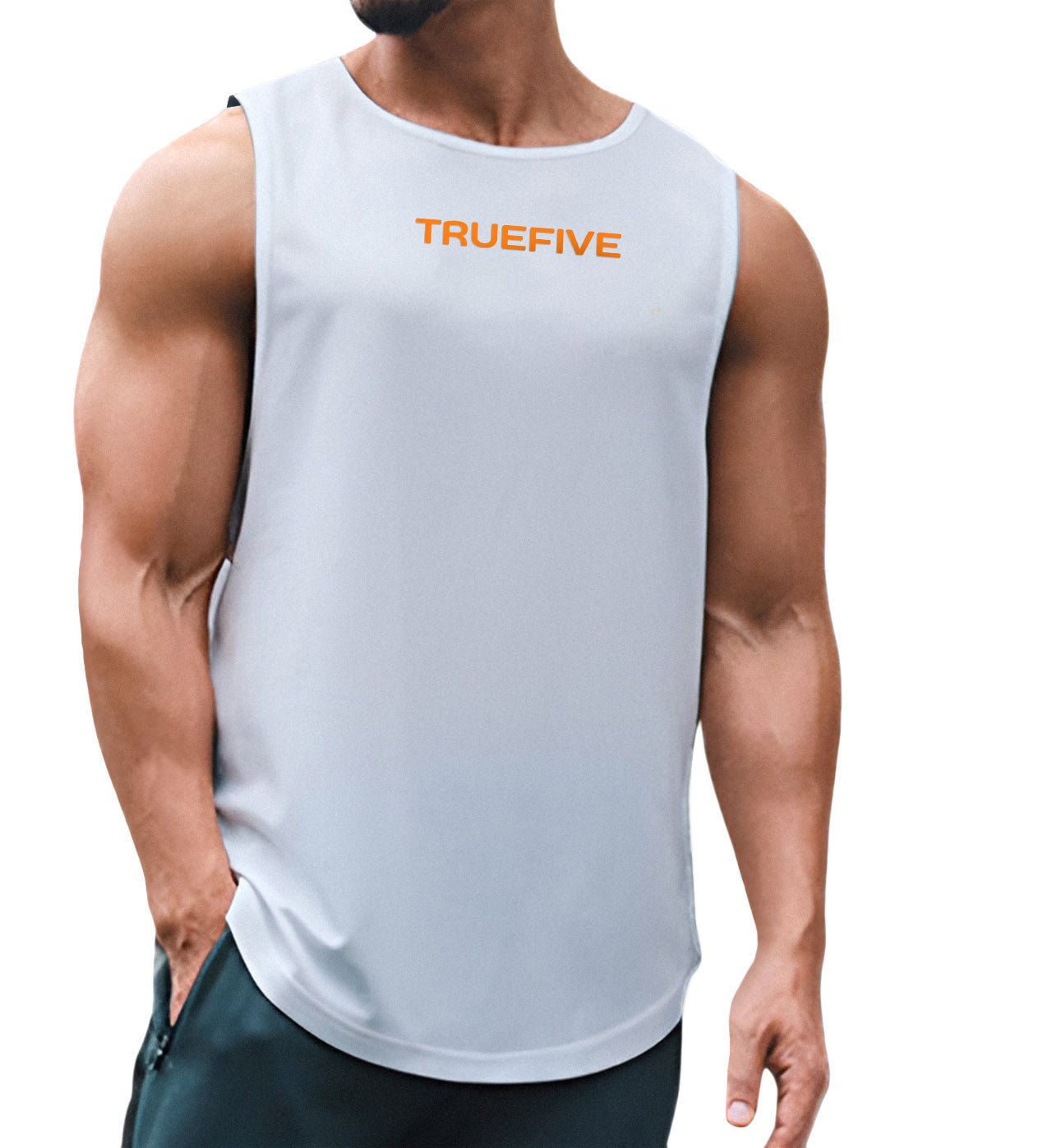 Moisture-Wicking White Workout Muscle Top