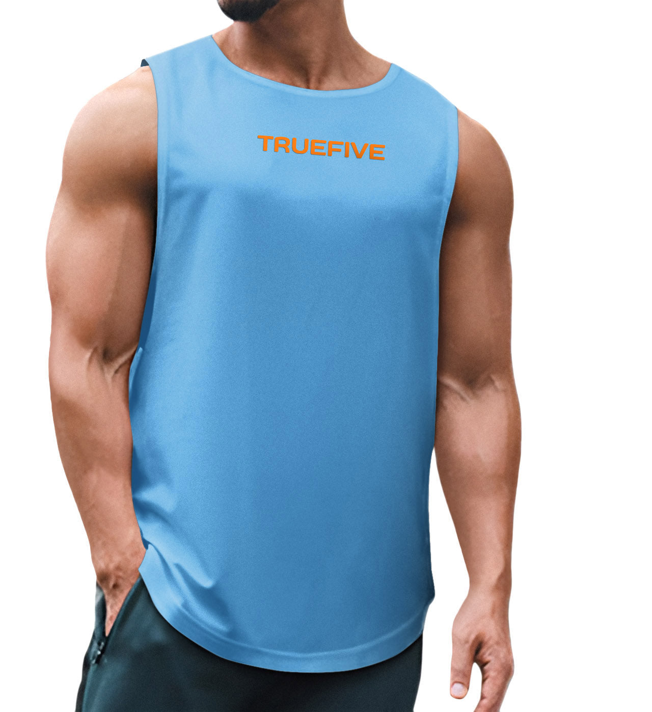 Moisture-Wicking Blue Workout Muscle Top